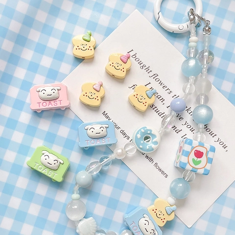 Alloy Cartoon Bread Toaster Charms Cute Enamel Toast Beads For DIY Handcrafted Jewelry Making Bracelet Necklace Accessories
