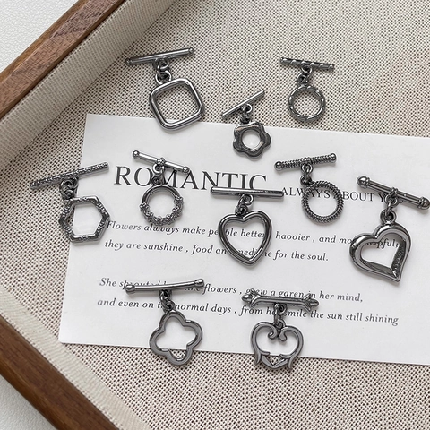 Gunmetal Heart Flower Metal OT Toggle Clasp Only Without Chain For DIY Bracelet Necklace Jewelry Making Handmade Jewelry
