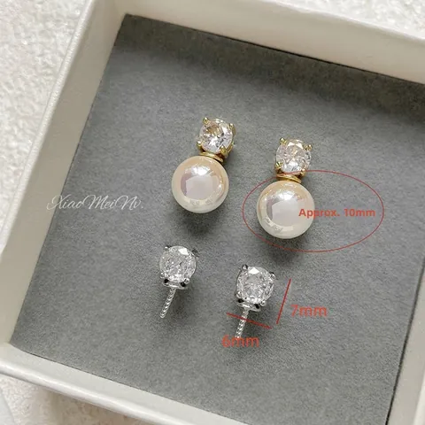 DIY Ohrring Zubehör Zirkonia Ohrstecker Basis Mit 925 Sterling Silber Stift Metall Fassung Für Künstliche Perle Schmuckherstellung