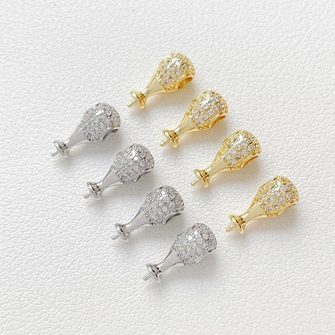 Gancio per Perle in Rame Placcato Oro Conservazione del Colore con Zirconia per Fai da Te Gioielli Collana Bracciale Accessori