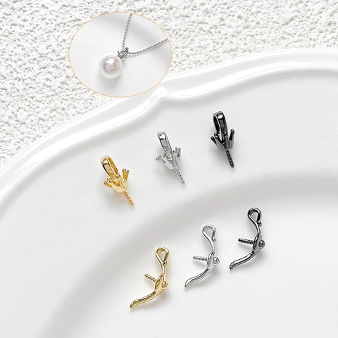 18K Gold Plated Copper Crown Aladdin Lamp Pendant Bail Cup And Peg For Pearl DIY Jewelry Making Handcrafted Accessories