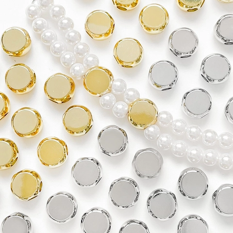 18K Gold Plated Copper Silicone Stopper Spacer Beads For DIY Bracelet Necklace Making Double Hole Jewelry Findings Supplies
