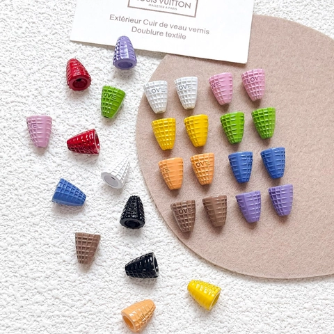Alloy Lacquered Korean Style Ice Cream Cone Pendants LOVE Letter Waffle Pattern DIY Jewelry Findings For Necklace Phone Chain