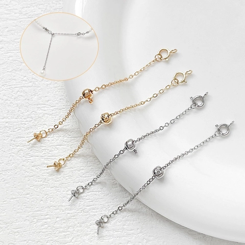 Verstellbare Kupfer Vergoldete Schmuckverbindungskette Mit Federringverschluss Schiebeperle Pin Tail Chain Für DIY Halskette Armband Herstellung
