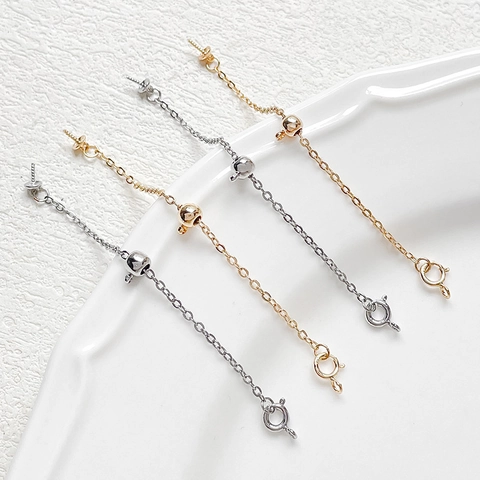 Verstellbare Kupfer Vergoldete Schmuckverbindungskette Mit Federringverschluss Schiebeperle Pin Tail Chain Für DIY Halskette Armband Herstellung