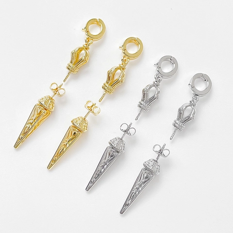 Vintage Baroque Vajra Pestle Pendant For DIY Jewelry Making Copper Gold Plated Zirconia Inlaid Necklace Connector Accessory