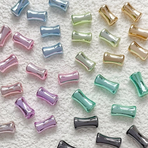 DIY Cuentas de Vidrio de Nudo de Bambú Colores Metálicos Galvanizados Accesorios de Joyería para Pulsera Collar Hecho a Mano