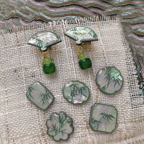 Oriental Style Bamboo Leaf Resin Shell Pattern Patches DIY Jewelry Findings Earring Making Handcrafted Accessories Women
