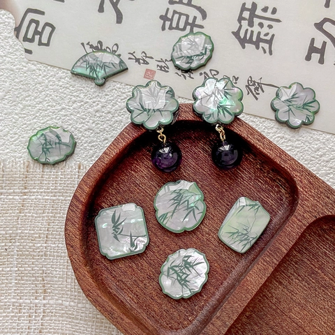 Oriental Style Bamboo Leaf Resin Shell Pattern Patches DIY Jewelry Findings Earring Making Handcrafted Accessories Women