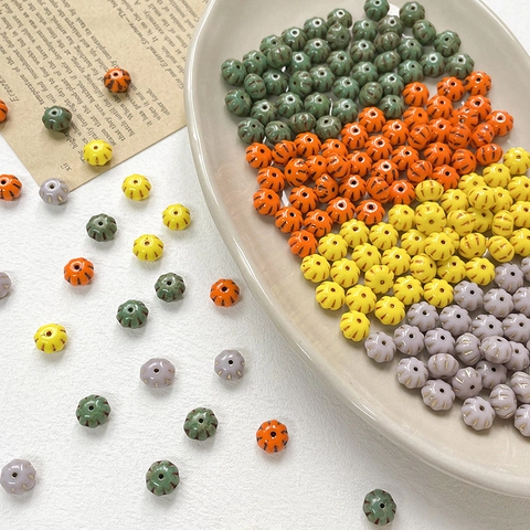 Halloween Limited Pumpkin Shape Czech Glass Beads For DIY Jewelry Making Handmade Bracelet Necklace Lampwork Beads Accessories