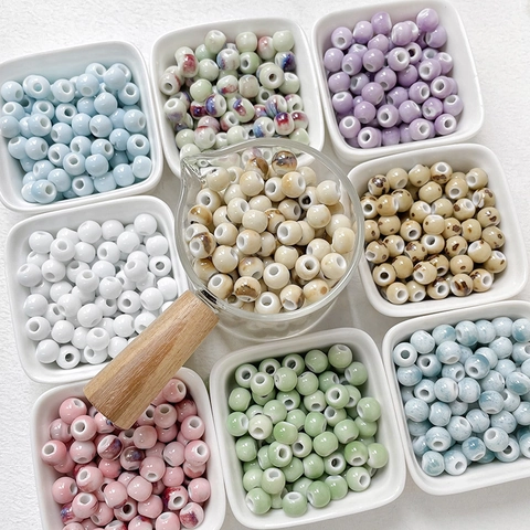 10pcs 8mm Round Ceramic Beads High Temperature Glazed Loose Beads For DIY Jewelry Making Bracelet Necklace Handmade Craft Accessories