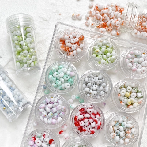 Cream Texture Glass Seed Beads For DIY Jewelry Making Bracelet Necklace Phone Chain Materials Marble Pattern Craft Beads