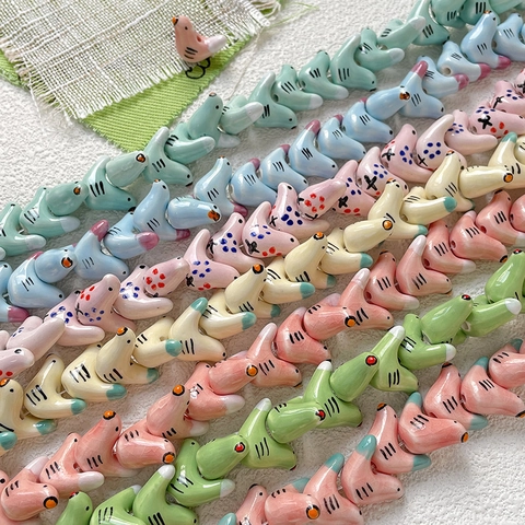 Perline di Ceramica a Forma di Uccello Dipinte a Mano Per Fai Da Te Creazione Gioielli Piccione Perline Sfuse Accessori