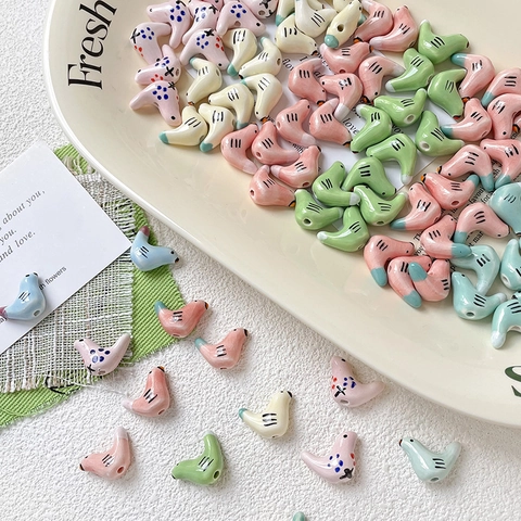 Perline di Ceramica a Forma di Uccello Dipinte a Mano Per Fai Da Te Creazione Gioielli Piccione Perline Sfuse Accessori