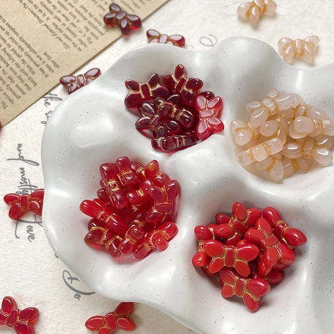 Vintage Butterfly Lampwork Glass Beads For DIY Jewelry Making Handmade Necklace Bracelet Material Accessory Gold Trimmed