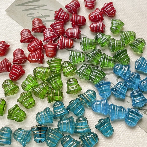 Vintage Bell Czech Glass Beads For Christmas DIY Jewelry Making Handmade Bracelet Necklace Loose Lampwork Beads Crafts Material