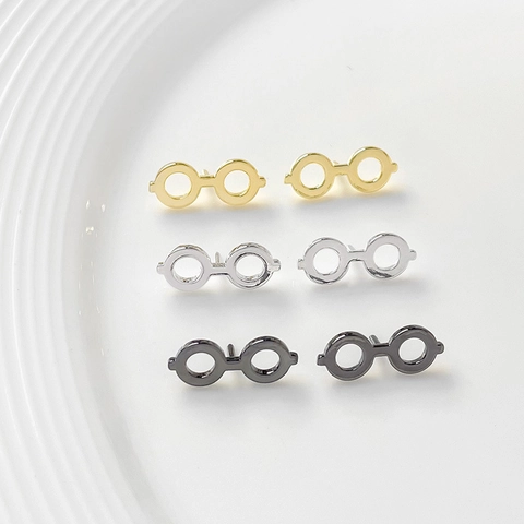 Vintage Copper Round Glasses Shaped DIY Jewelry Accessory Pendant Stud Earring Electroplated Metal Findings For Women
