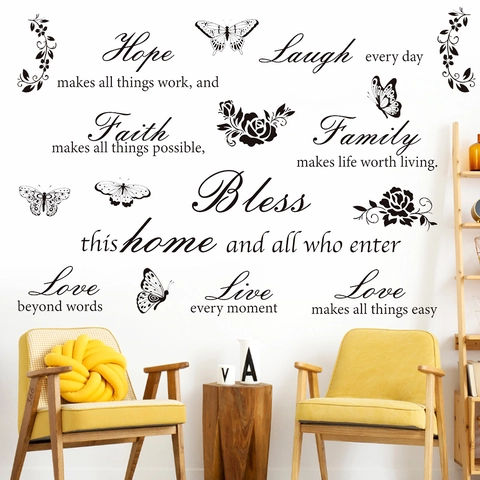 Motivierende Englische Zitate Schmetterling Rose Wandtattoo Abnehmbare PVC Selbstklebende Wandaufkleber Für Schlafzimmer Wohnzimmer Haus Deko
