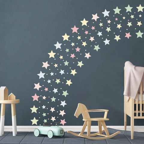 Adesivi Murali Bohemian Stella Luna Per Stanza Dei Bambini Macaron PVC Decalcomanie Rimovibili Per Camera Da Letto Vivaio Decorazione Parete Casa