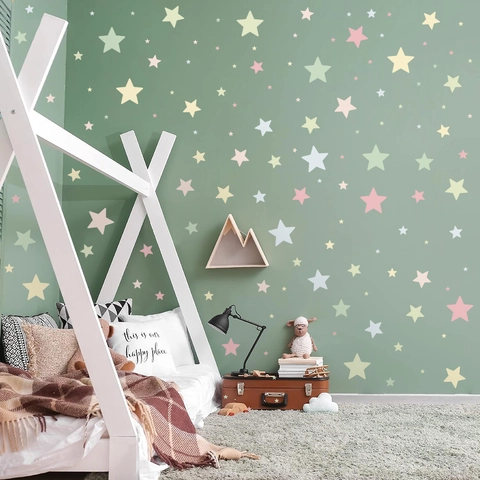 Adesivi Murali Bohemian Stella Luna Per Stanza Dei Bambini Macaron PVC Decalcomanie Rimovibili Per Camera Da Letto Vivaio Decorazione Parete Casa