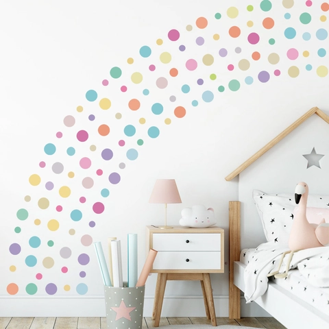 Adesivi Murali Boho Pois Arcobaleno Vinile Removibile Stickers Per Cameretta Bambini Camera Da Letto Asilo Decorazione Parete