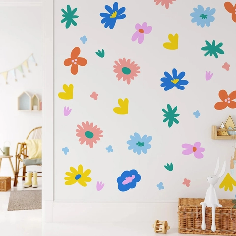 Bohemian Aquarell Floral Wandaufkleber PVC Aquarell Gänseblümchen Blume Pflanze Aufkleber Für Schlafzimmer Wohnzimmer Wohnkultur