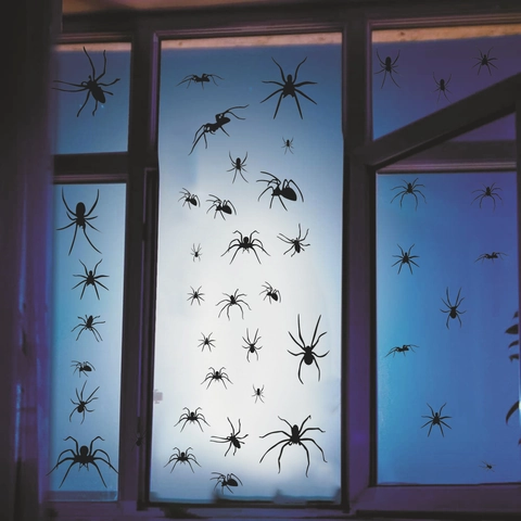 Halloween Spin Muurstickers Griezelige Zwarte Spin Silhouetten Spinnenweb Vensterstickers Voor Spookhuis Feest PVC Muurschilderingen Decoratie Huis