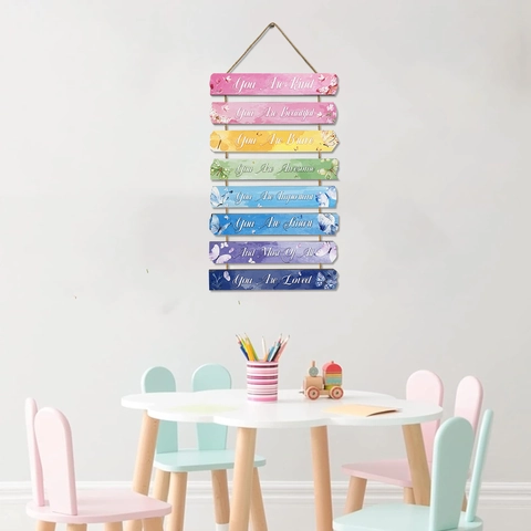 Adesivi Murali Slogan Inglese Ispiratori Farfalla Arcobaleno PVC Removibili Citazione Motivazionale Per Camera Bambini Arredo