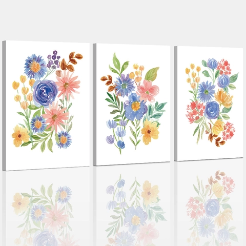 Bohemian Watercolor Botanical Canvas Wall Art Framed Abstract Plant Floral Prints For Living Room Bedroom Home Decor
