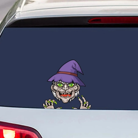 Halloween PVC Car Stickers Waterproof Cartoon Ghost Witch Skull Decals For Vehicle Window Decoration Funny Party Supplies