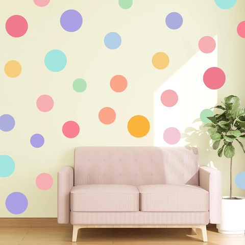 Adesivi Murali a Pois Colorati Bohemien per Cameretta Bambini Adesivi PVC Geometrici Removibili per Decorazione Parete Camera