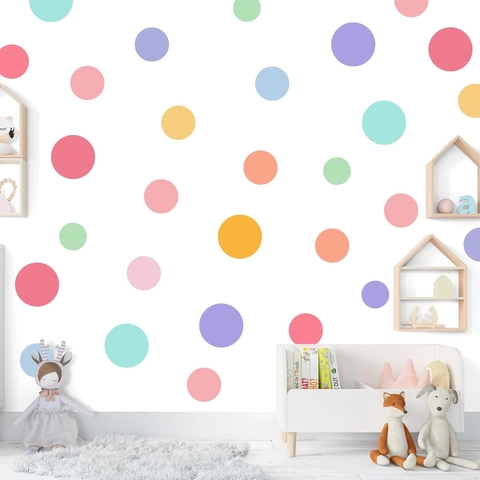 Adesivi Murali a Pois Colorati Bohemien per Cameretta Bambini Adesivi PVC Geometrici Removibili per Decorazione Parete Camera