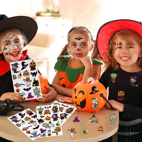 Halloween Cartoon Stickers PVC Pumpkin Ghost Bat Decals For Kids Suitcase Laptop Refrigerator Wall Decor Party Supplies