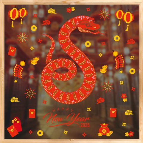 2025 Anno Della Vipera Adesivi Murali PVC Buon Anno Per Casa Decorazione Finestra Vetro Decalcomanie Design Tradizionale
