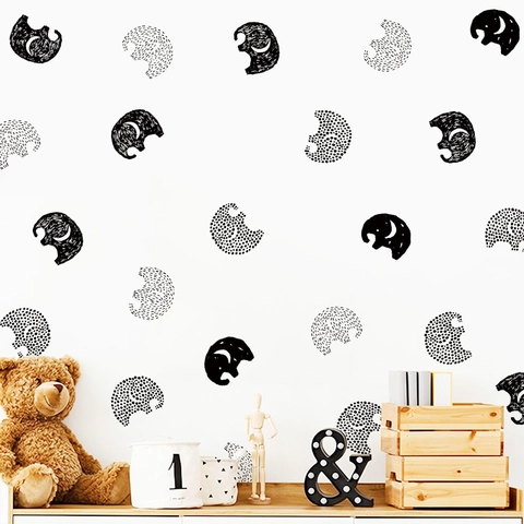 Adesivi Murali Silhouette di Elefante Minimalista Moderno in PVC Animali Cartoon Removibili per Cameretta Bambini e Camera da Letto