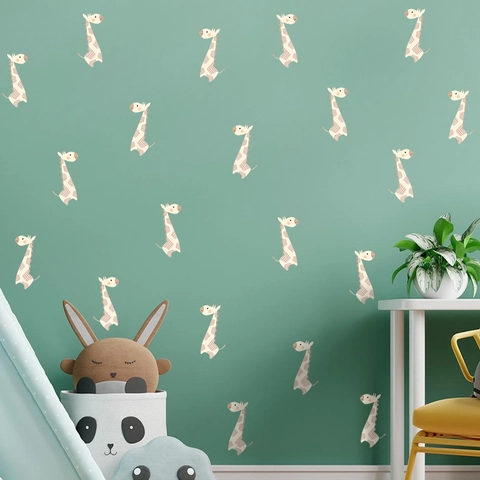 Boheems Cartoon Giraffe Muurstickers PVC Verwijderbare Dieren Stickers Voor Kinderkamer Slaapkamer Huis Decoratie