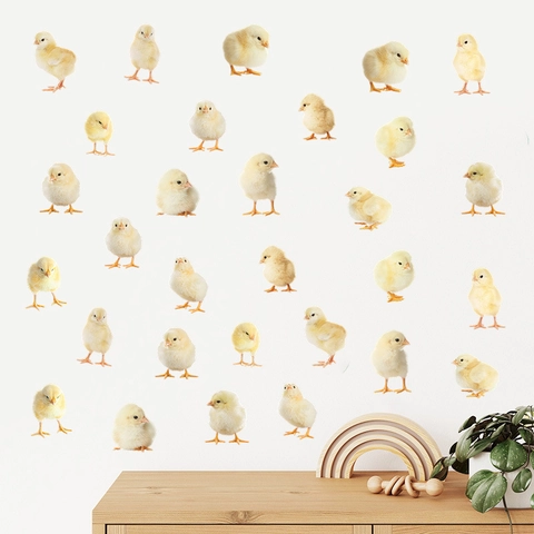 Realistische Ostern Küken Fensterbilder Gelbe Huhn PVC Wandaufkleber Für Kinderzimmer Haus Deko Feiertag Fensteraufkleber