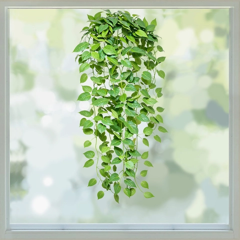 Fresh Green Leaves Hanging Window Sticker Static Cling PVC Glass Decal For Living Room Bedroom Showcase Home Decoration