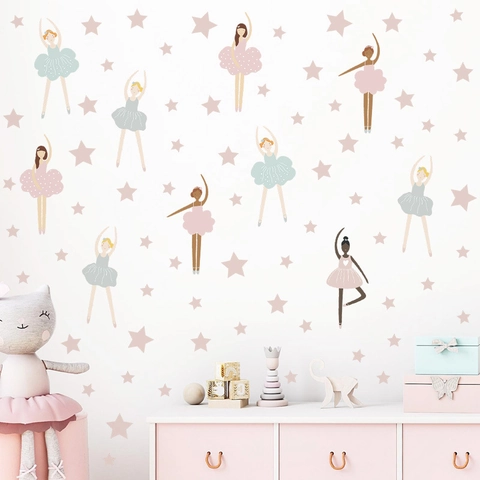 Adesivi Murali Ballerina Bohémien Per Camera Bambini PVC Stelle Ballerina DIY Decalcomanie Da Muro Decorazione Della Casa