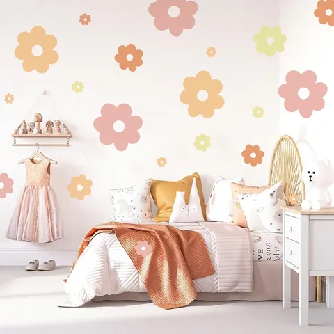 Boho Gänseblümchen Wandsticker PVC Abnehmbare Blumen Wandtattoos Für Kinderzimmer Schlafzimmer Kindergarten Wanddeko