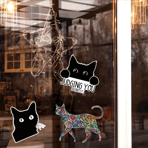 3D Peek-A-Boo Zwarte Kat Stickers Waterdicht PVC Decals Voor Auto Raam Vrachtwagen Laptop Bumper Decoratieve Cartoon Dier