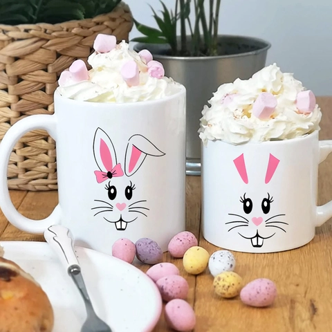 Easter Bunny Wall Stickers PVC Cartoon Rabbit Face Decals For Holiday Party Glass Cup Decoration Cute Animal Patterns