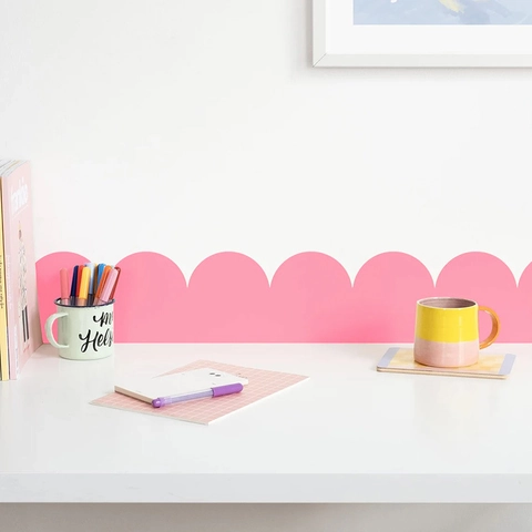 Scalloped Wave Edge Wall Stickers PVC Self-Adhesive Furniture Border Decor Decals For Cabinet Wall Corner Cute Style