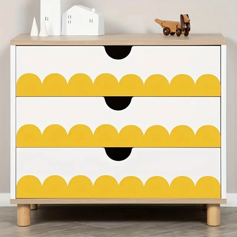 Adesivo da Parete Moderno con Bordo a Onde in PVC Geometrico Autoadesivo per Mobili Armadio Angolo Decorazione Casa