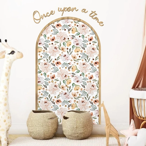 Böhmisch Bogen Blumen Wandaufkleber PVC Abnehmbar Home Decor Retro Botanisch Peel And Stick Wandbild Für Wohnzimmer Schlafzimmer