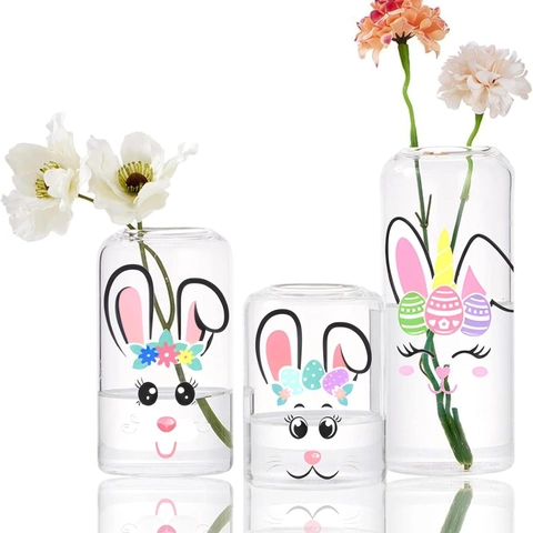 Adesivi Faccia di Coniglio di Pasqua in PVC Cartone Animato Decalcomanie per Finestre per Decorazione Festa di Pasqua