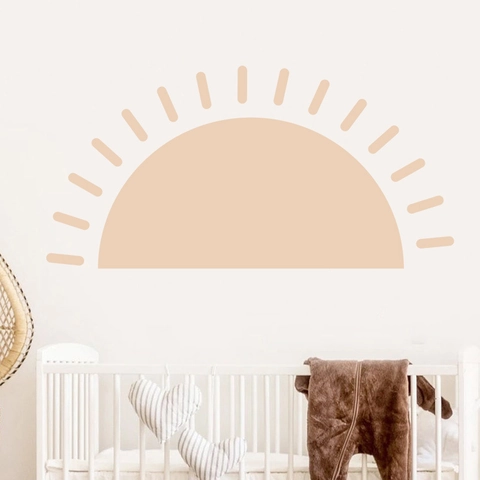 Pegatina de Pared de PVC Sol Estilo Bohemio Color Morandi Calcomanía Geométrica Autoadhesiva para Sala de Estar Dormitorio Infantil