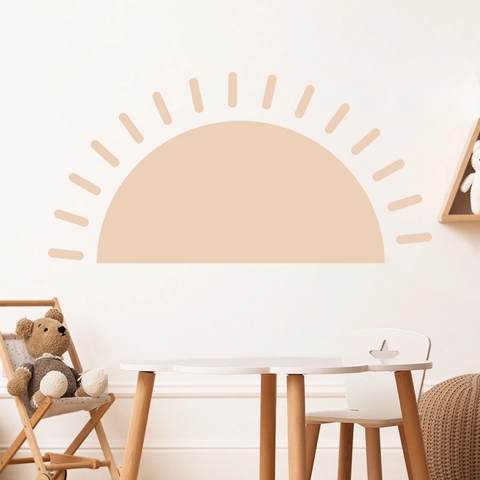 Pegatina de Pared de PVC Sol Estilo Bohemio Color Morandi Calcomanía Geométrica Autoadhesiva para Sala de Estar Dormitorio Infantil