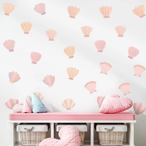 Schelp Muurstickers PVC Zelfklevend Ins Stijl Marine Decals Voor Meisjes Slaapkamer Badkamer Scandinavische Wanddecoratie