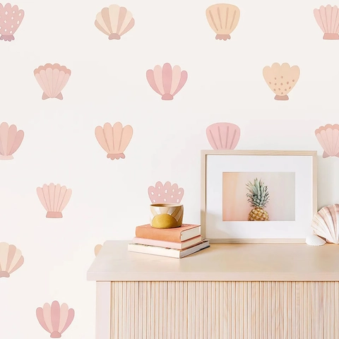 Schelp Muurstickers PVC Zelfklevend Ins Stijl Marine Decals Voor Meisjes Slaapkamer Badkamer Scandinavische Wanddecoratie